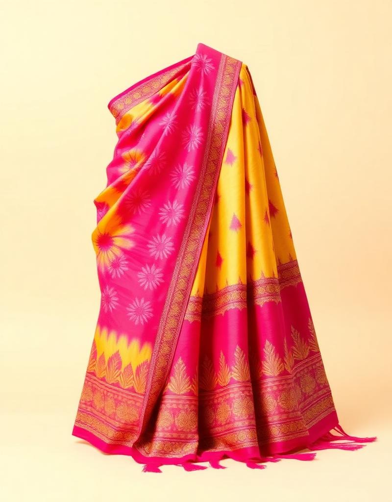 Sunset Bandhani Tie-Dye Saree