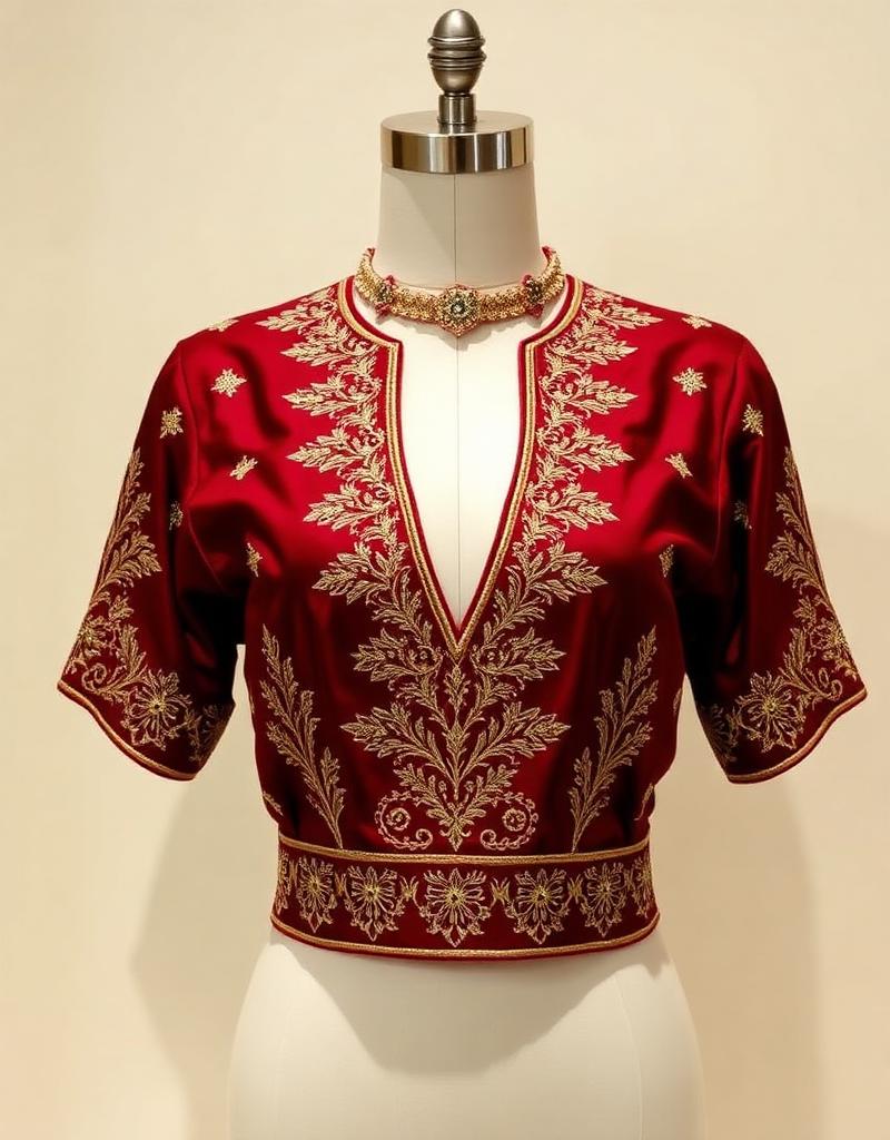 Maroon Zardosi Bridal Blouse